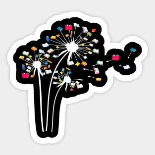 Funny Dandelion Books Gift For Reading Lover Sticker